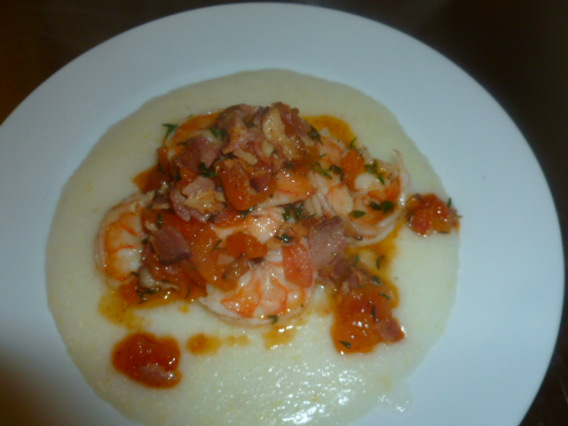 Shrimps and Grits with Tomatoes and Thyme Ronit Penso