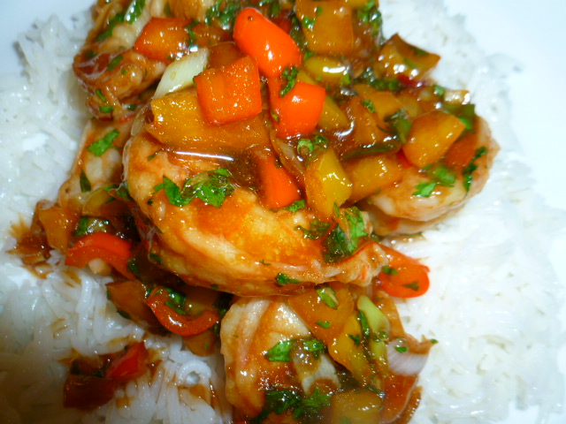 Shrimps with Peppers and Herbs, on Basmati Rice Ronit Penso